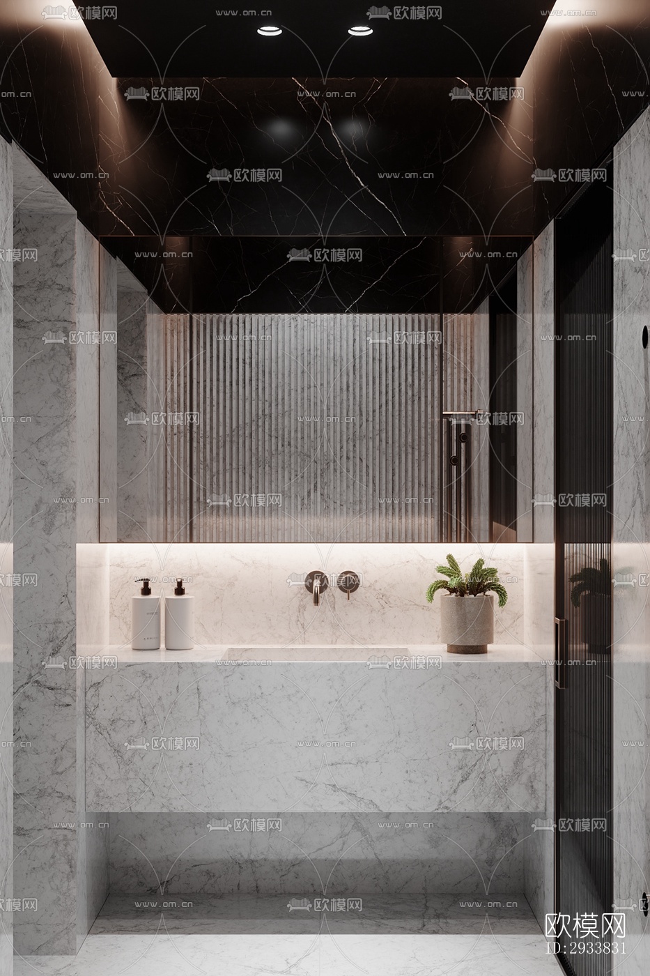 高级灰公寓效果图下载（渲染图2）