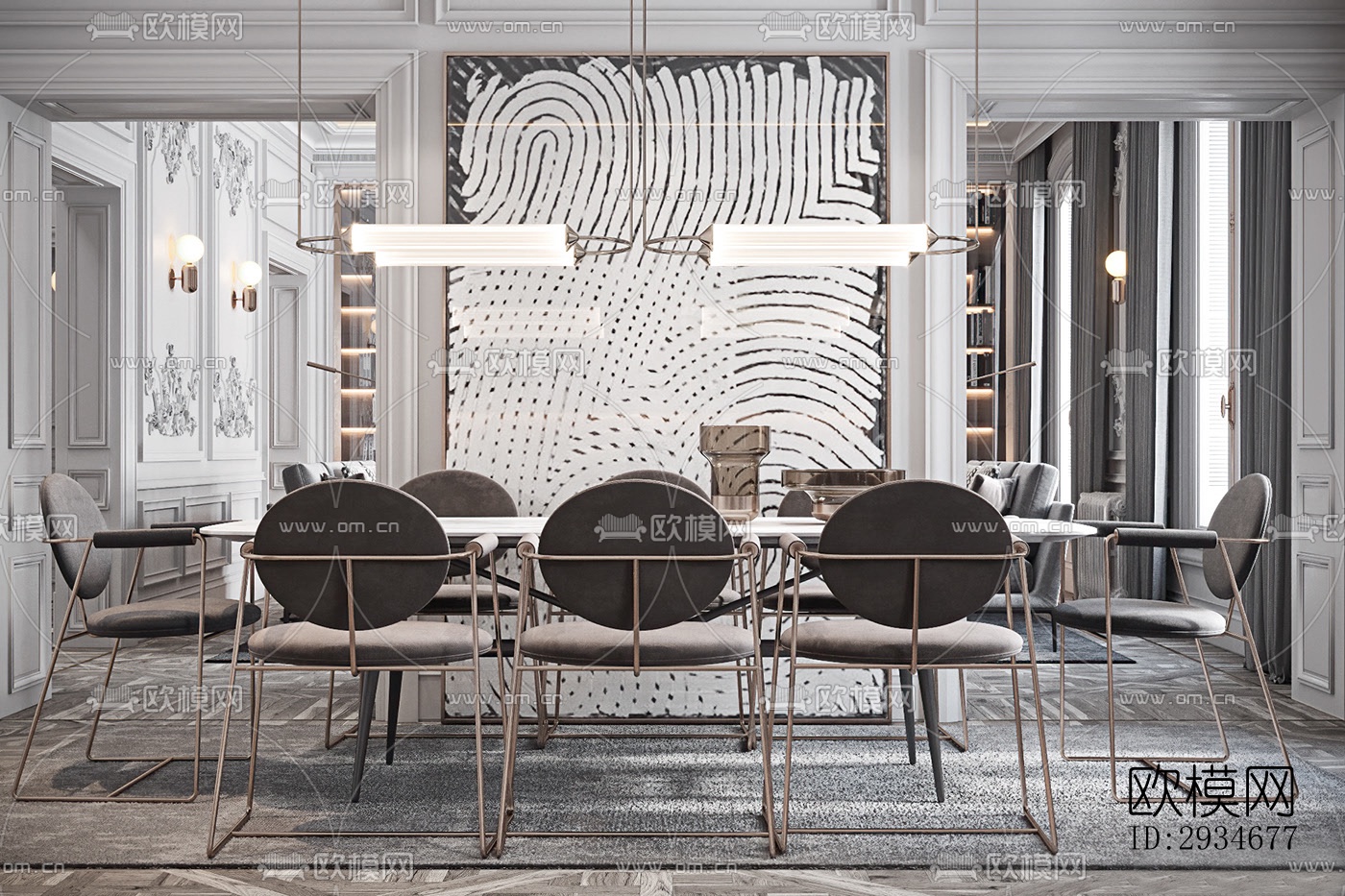 欧式平层效果图下载（渲染图3）