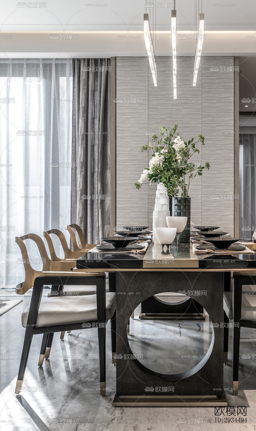 新中式平层效果图下载（渲染图17）