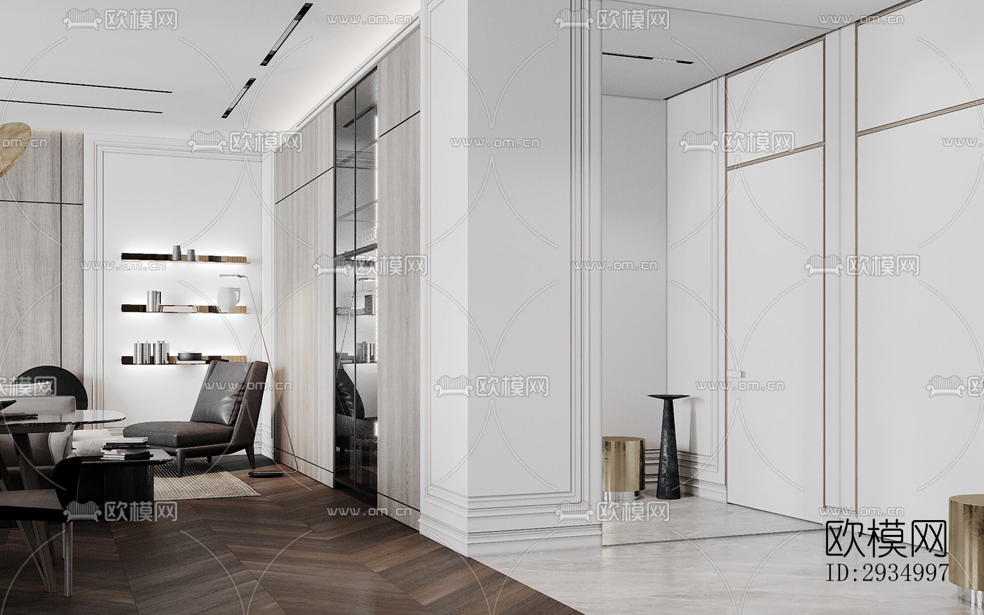 现代平层效果图下载（渲染图10）