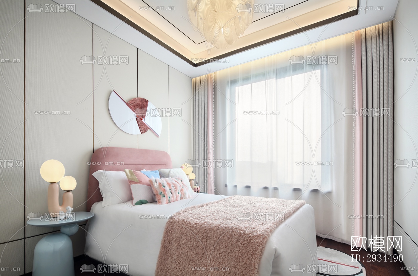 新中式平层效果图下载（渲染图14）