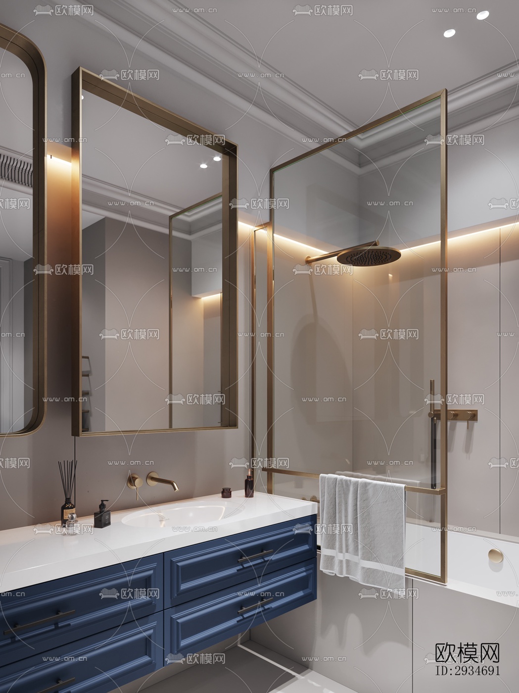 欧式平层效果图下载（渲染图13）