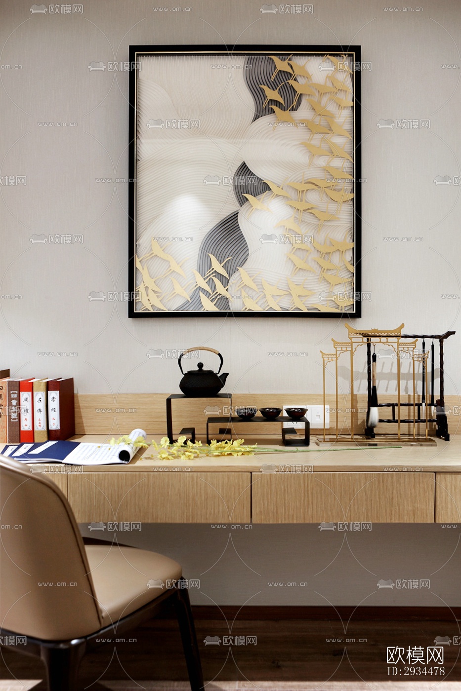 新中式平层效果图下载（渲染图13）