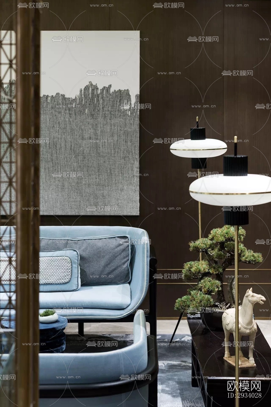 新中式别墅效果图下载（渲染图10）