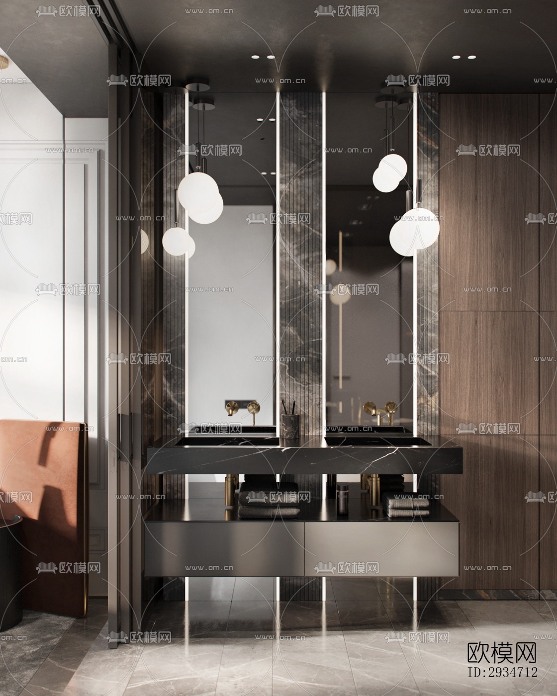 现代平层效果图下载（渲染图7）