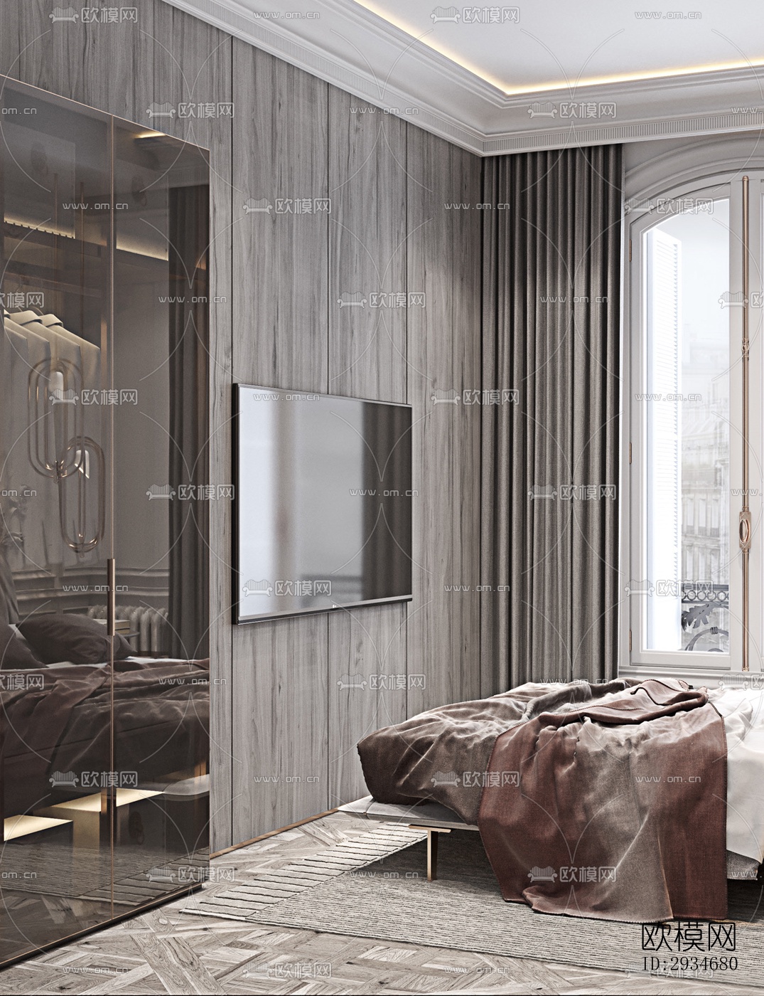 欧式平层效果图下载（渲染图3）