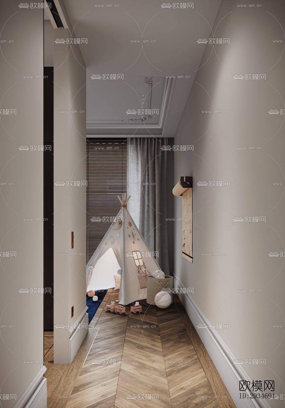 欧式平层效果图下载（渲染图2）