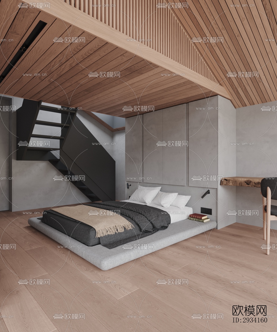 高级灰别墅效果图下载（渲染图2）