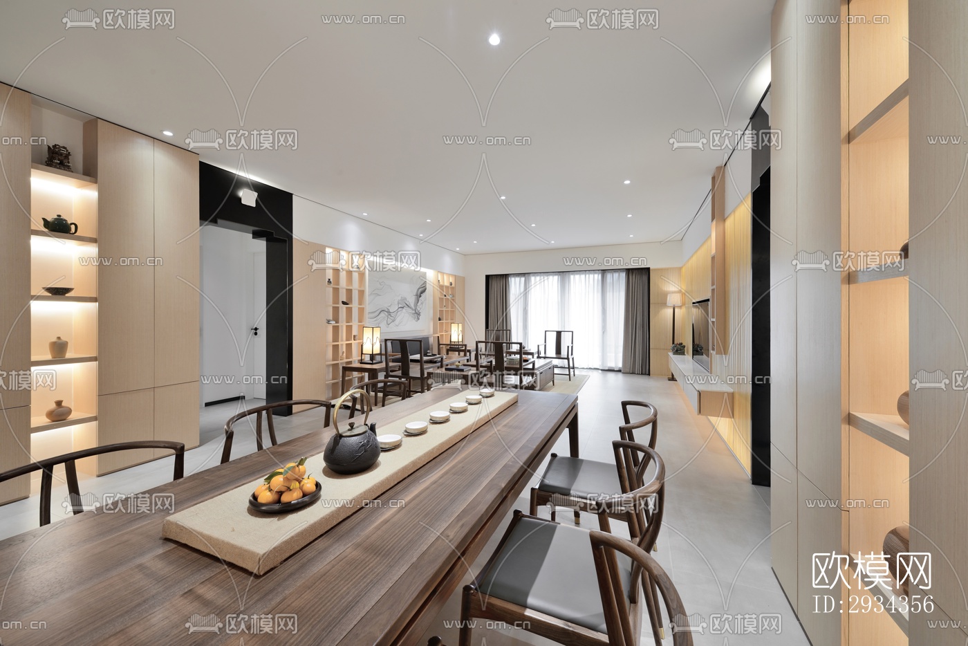 中式平层效果图下载（渲染图1）