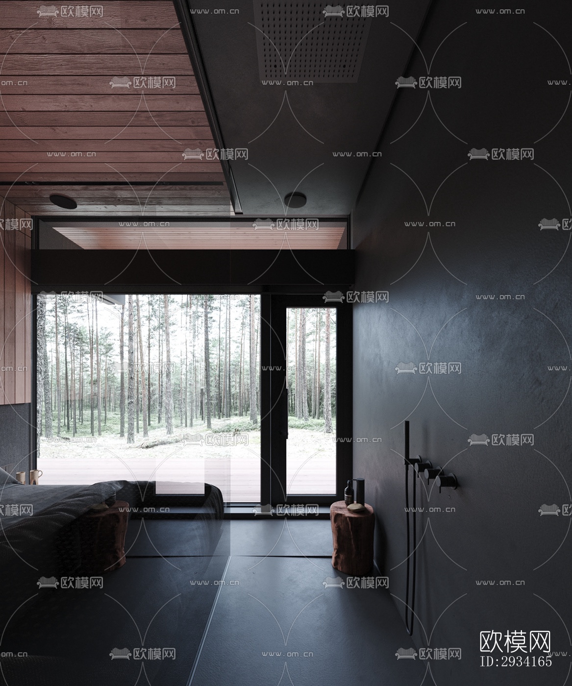 高级灰别墅效果图下载（渲染图5）