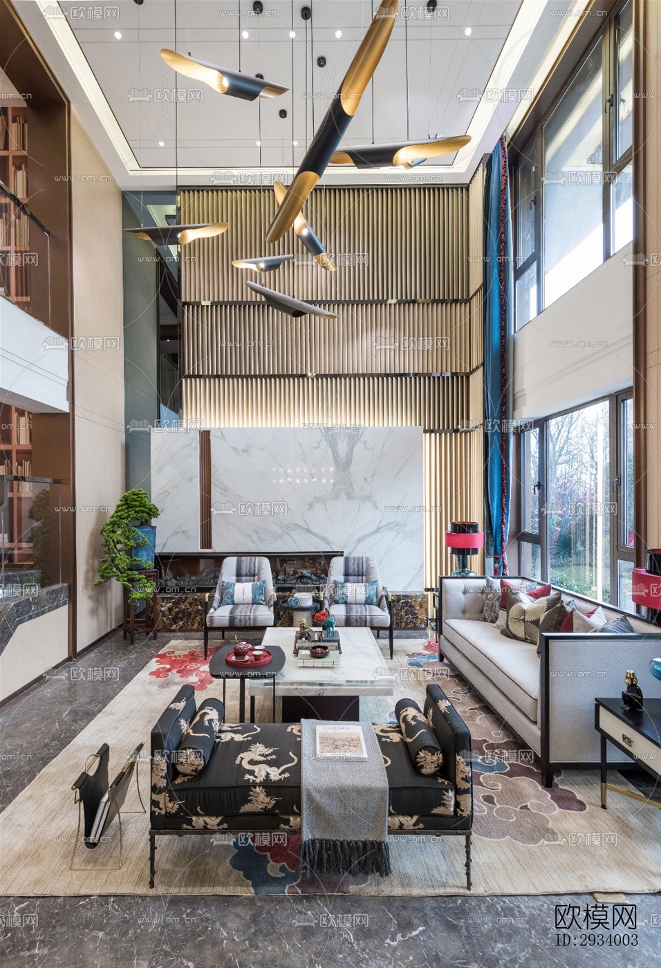 新中式别墅效果图下载（渲染图16）