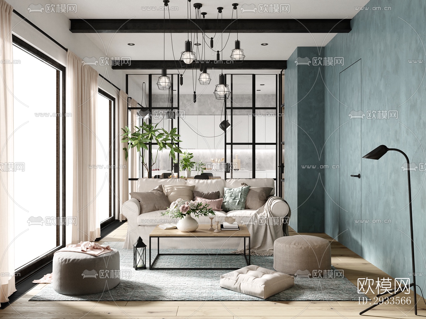 北欧公寓效果图下载（渲染图1）