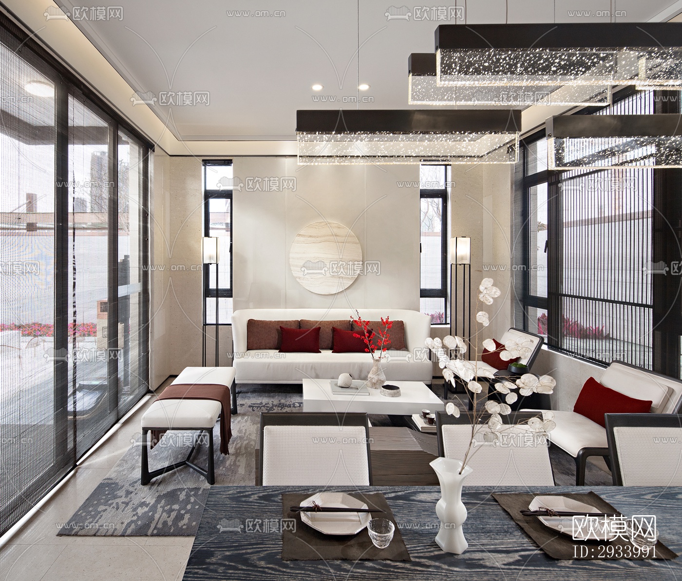 新中式别墅效果图下载（渲染图12）