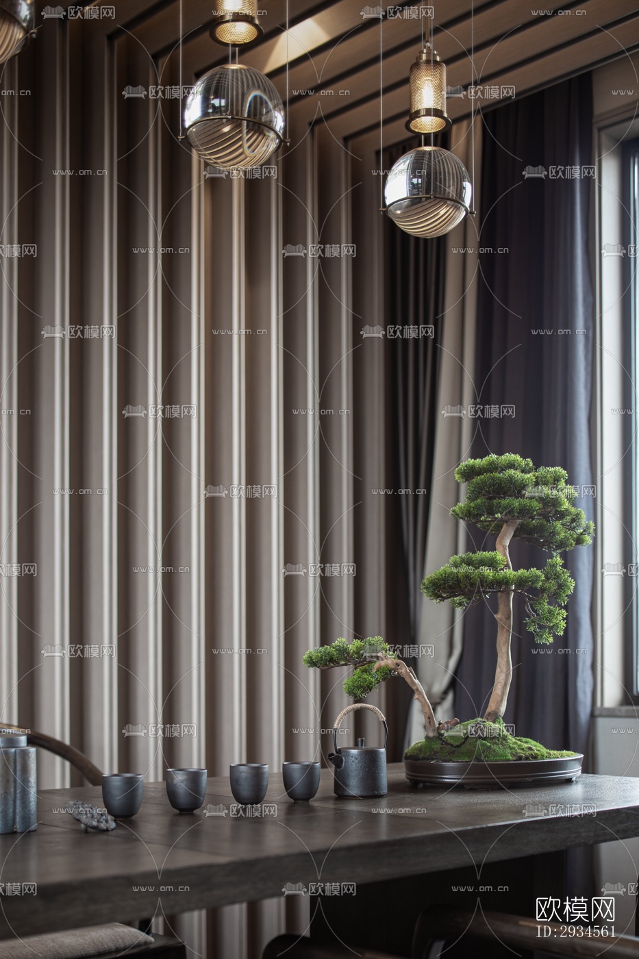 新中式平层效果图下载（渲染图20）