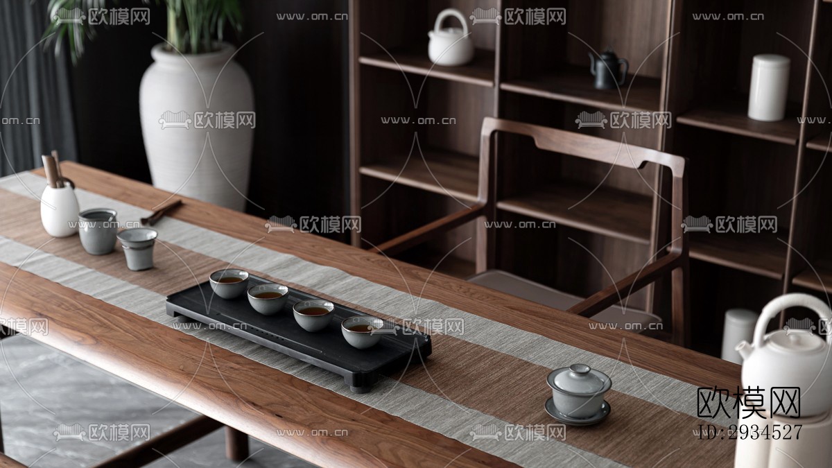 新中式平层效果图下载（渲染图17）