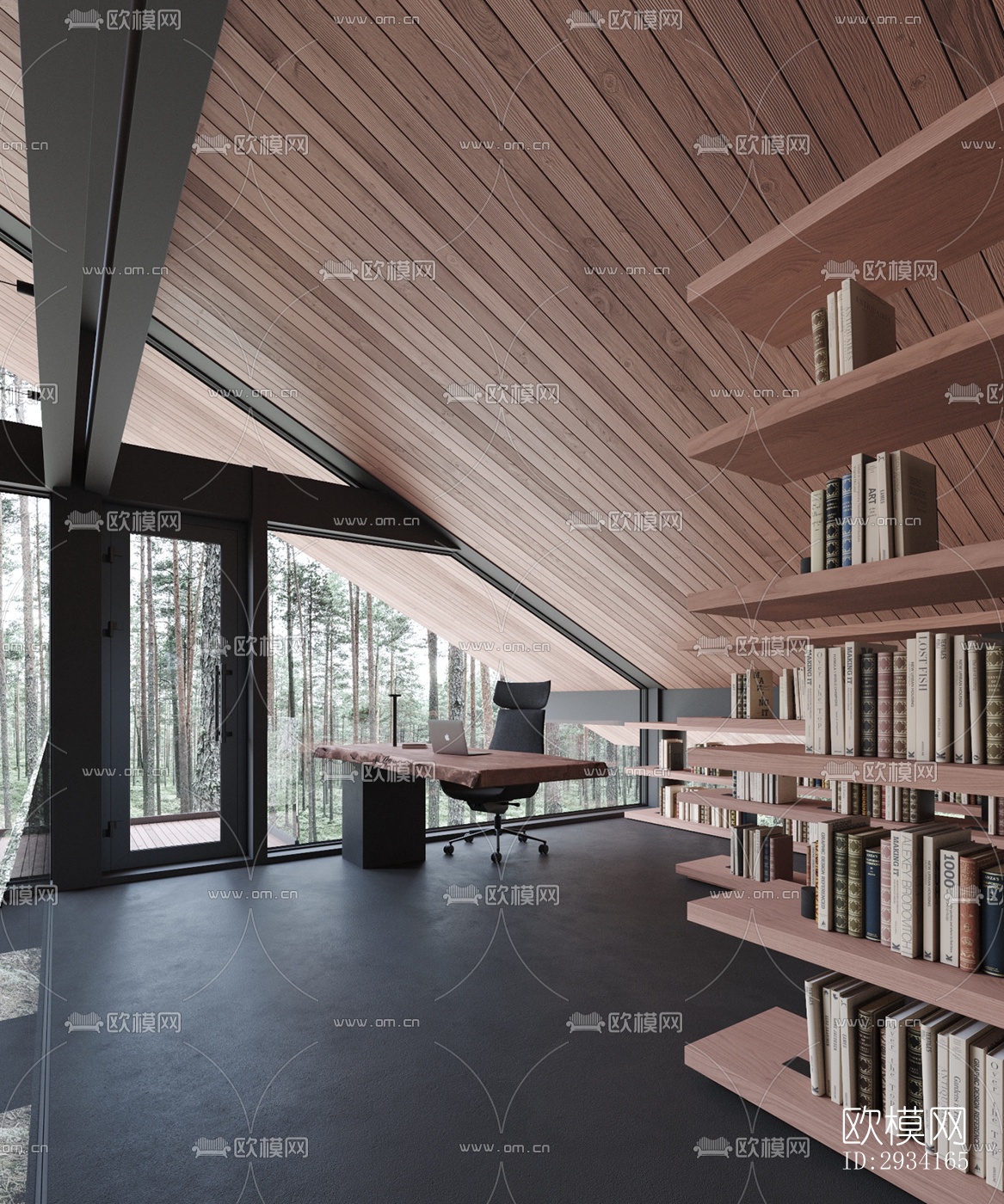 高级灰别墅效果图下载（渲染图16）