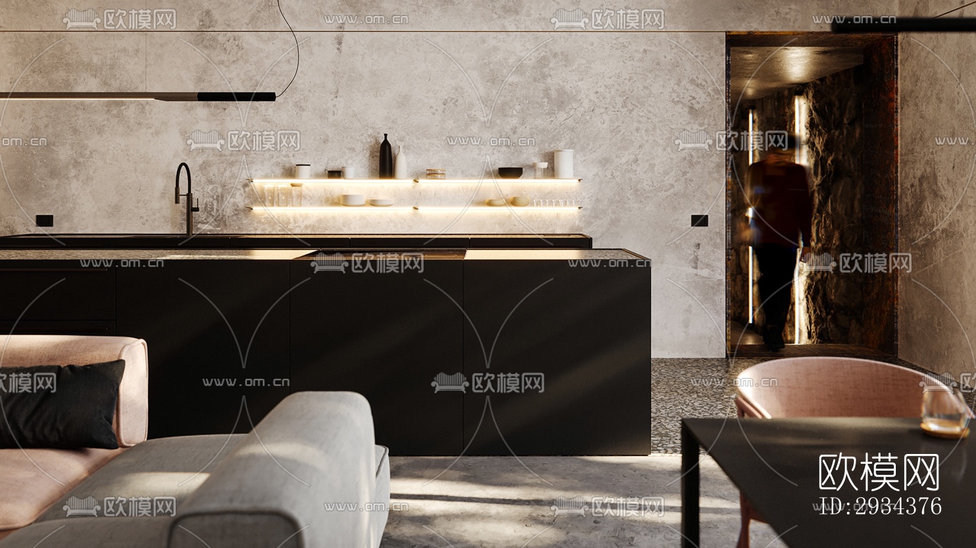 侘寂平层效果图下载（渲染图2）