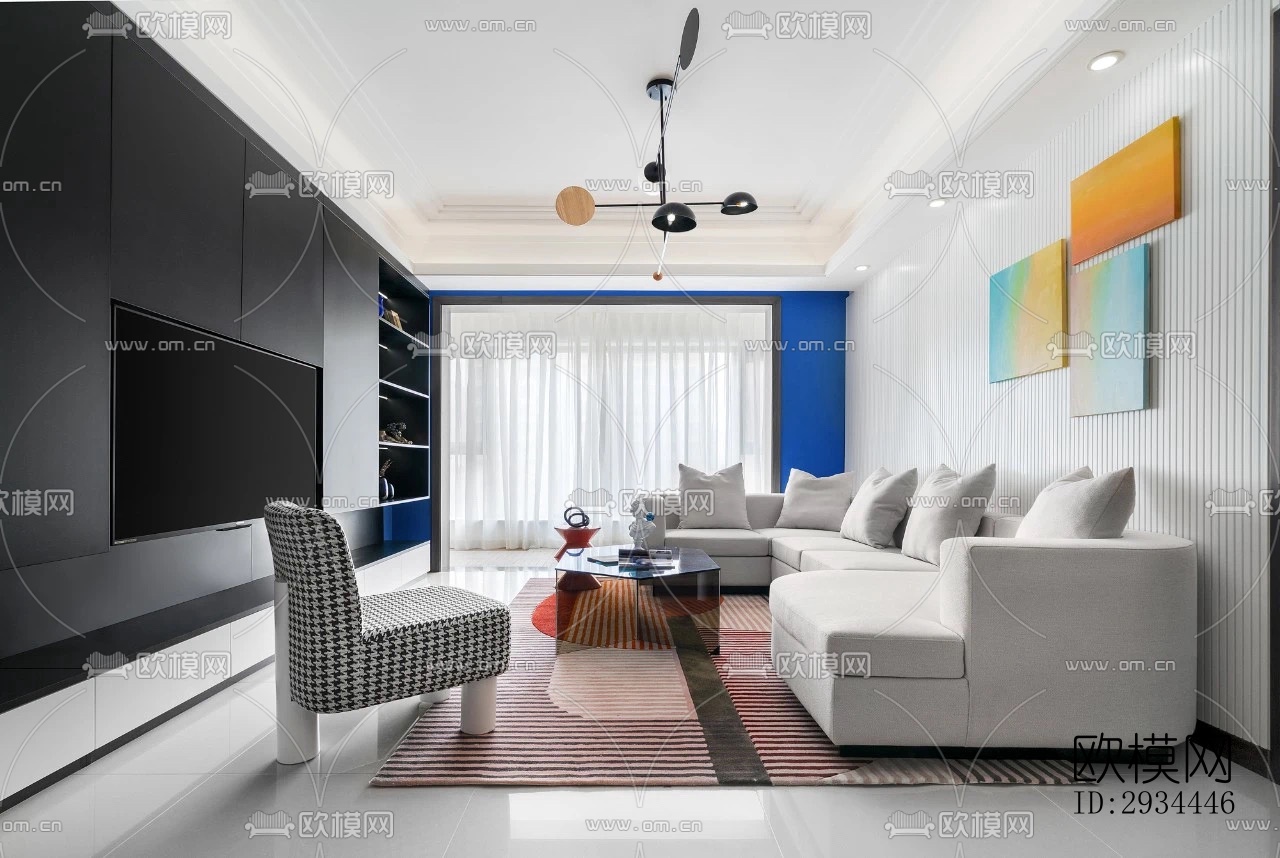 后现代平层效果图下载（渲染图9）