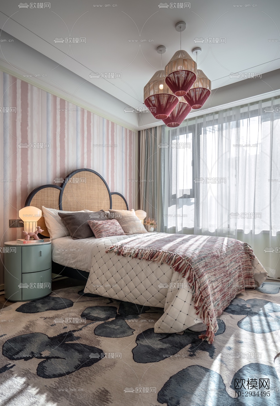 新中式平层效果图下载（渲染图9）