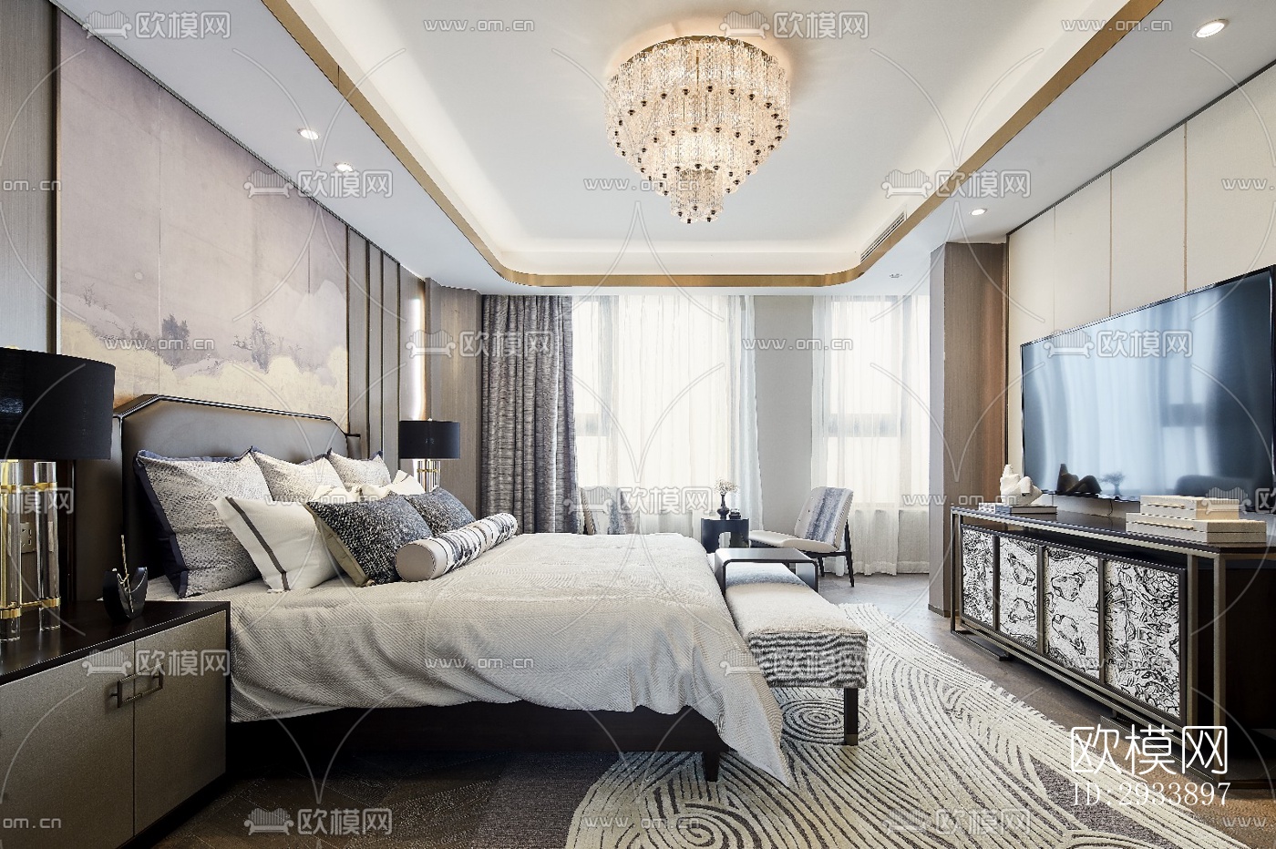 新中式别墅效果图下载（渲染图2）