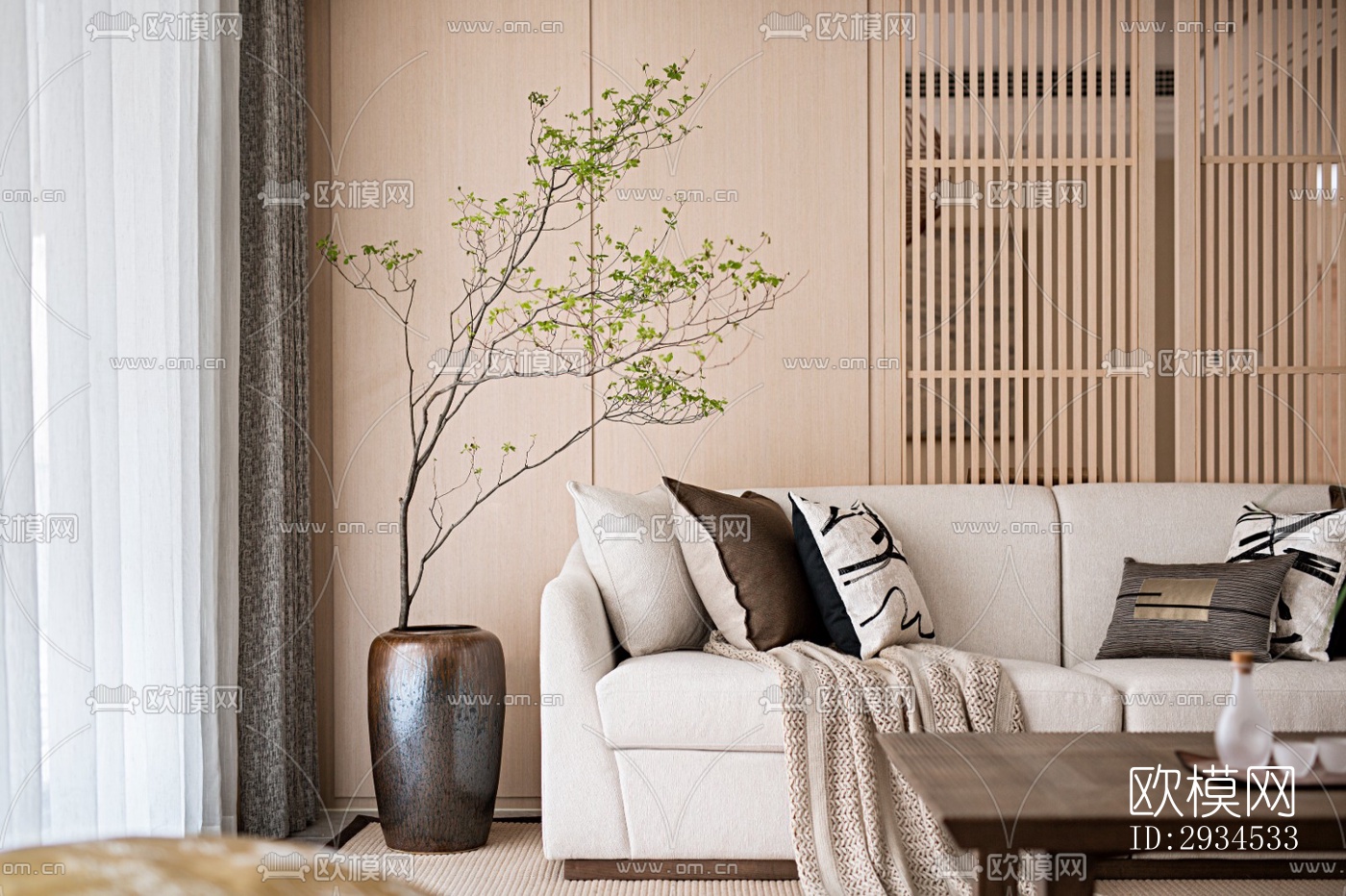 新中式平层效果图下载（渲染图18）