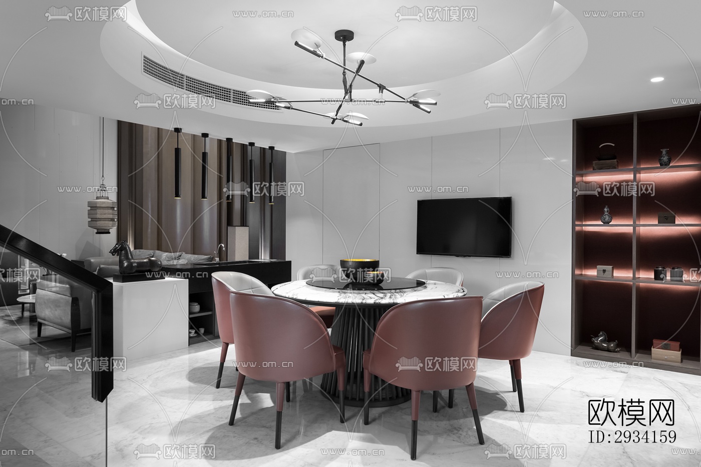 高级灰别墅效果图下载（渲染图15）