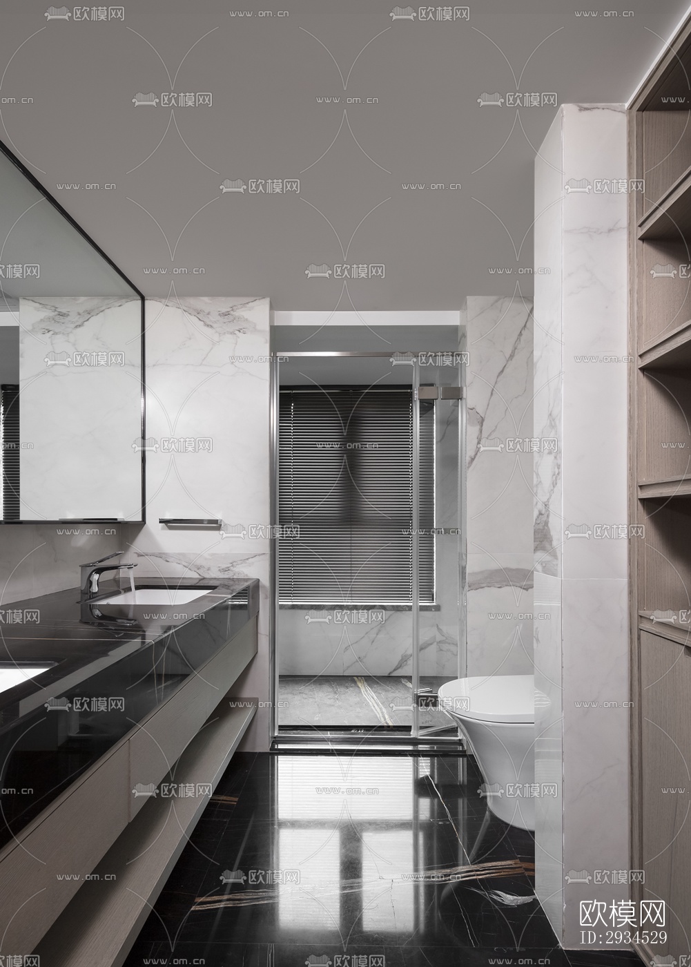 新中式平层效果图下载（渲染图16）