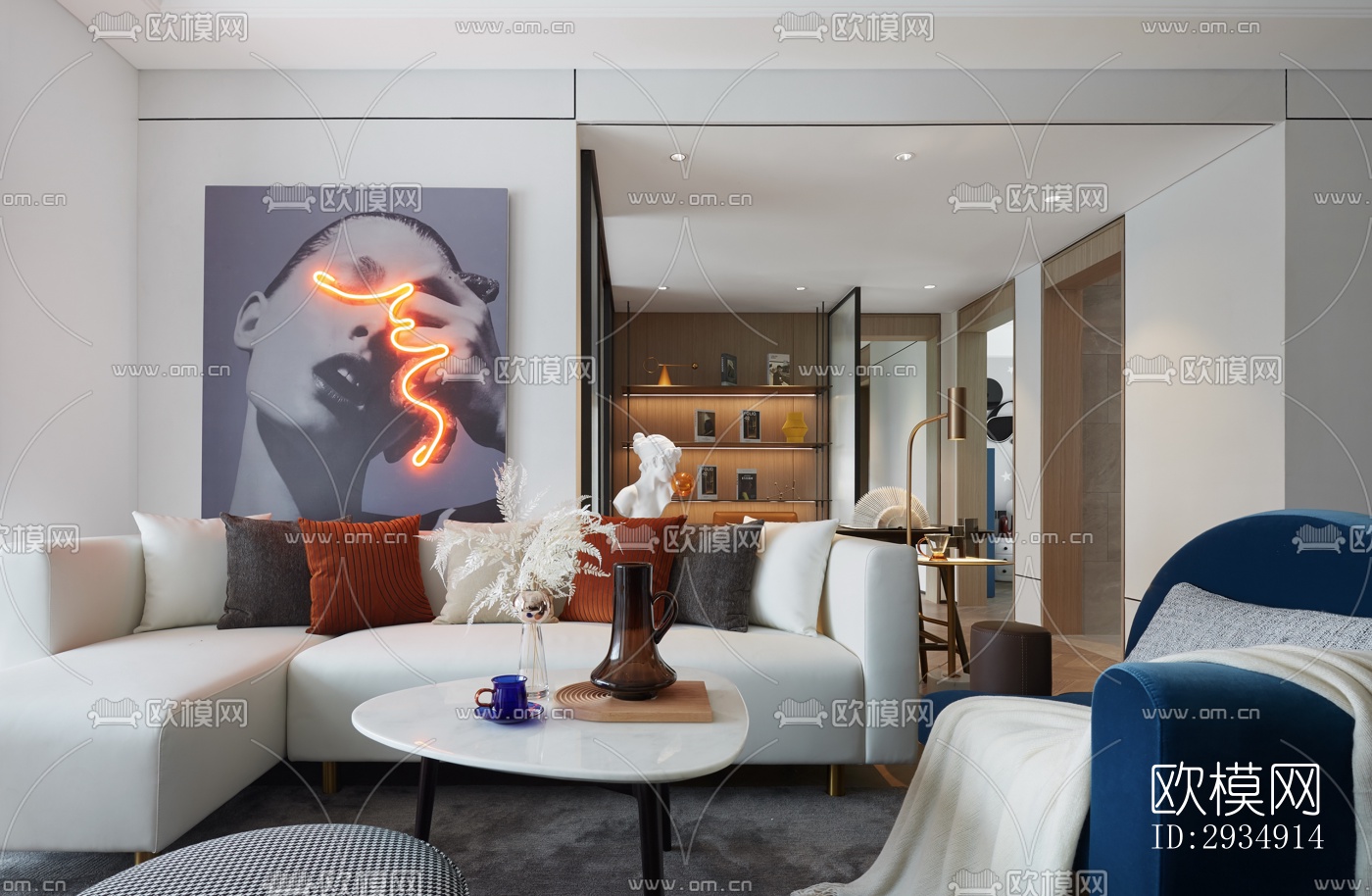 现代平层效果图下载（渲染图19）