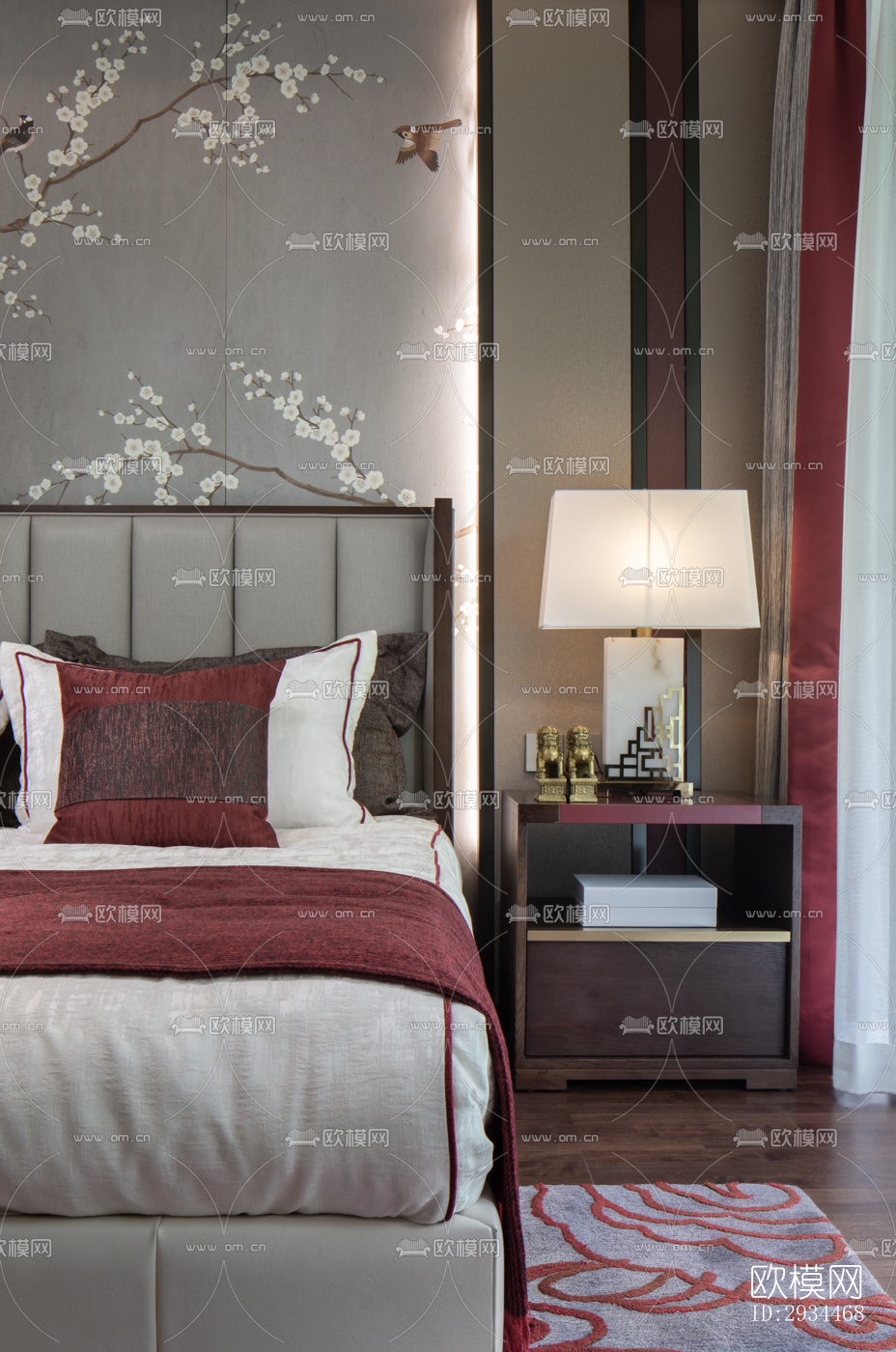 新中式平层效果图下载（渲染图4）