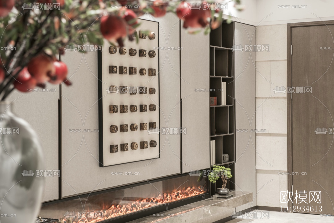 新中式平层效果图下载（渲染图16）