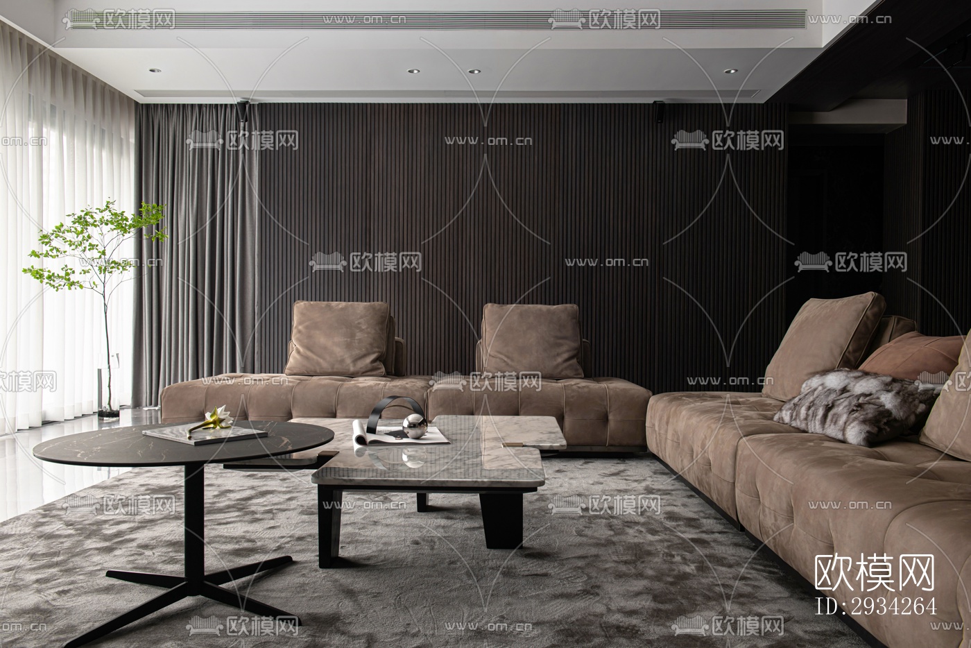 现代复式效果图下载（渲染图14）