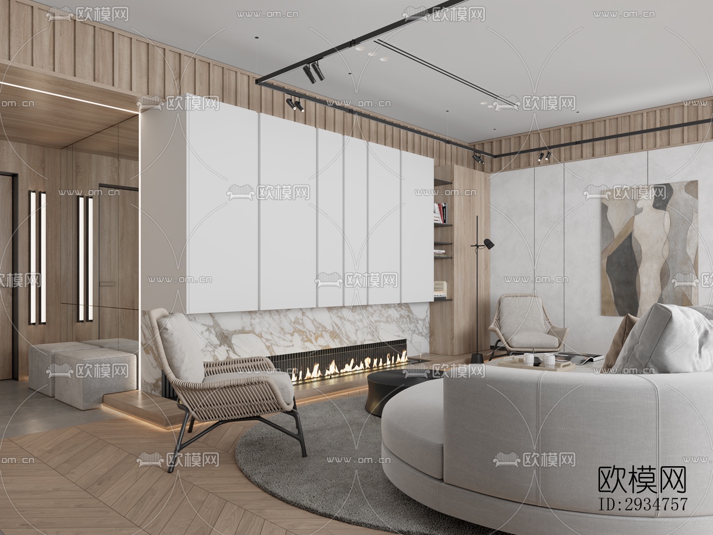 现代平层效果图下载（渲染图9）