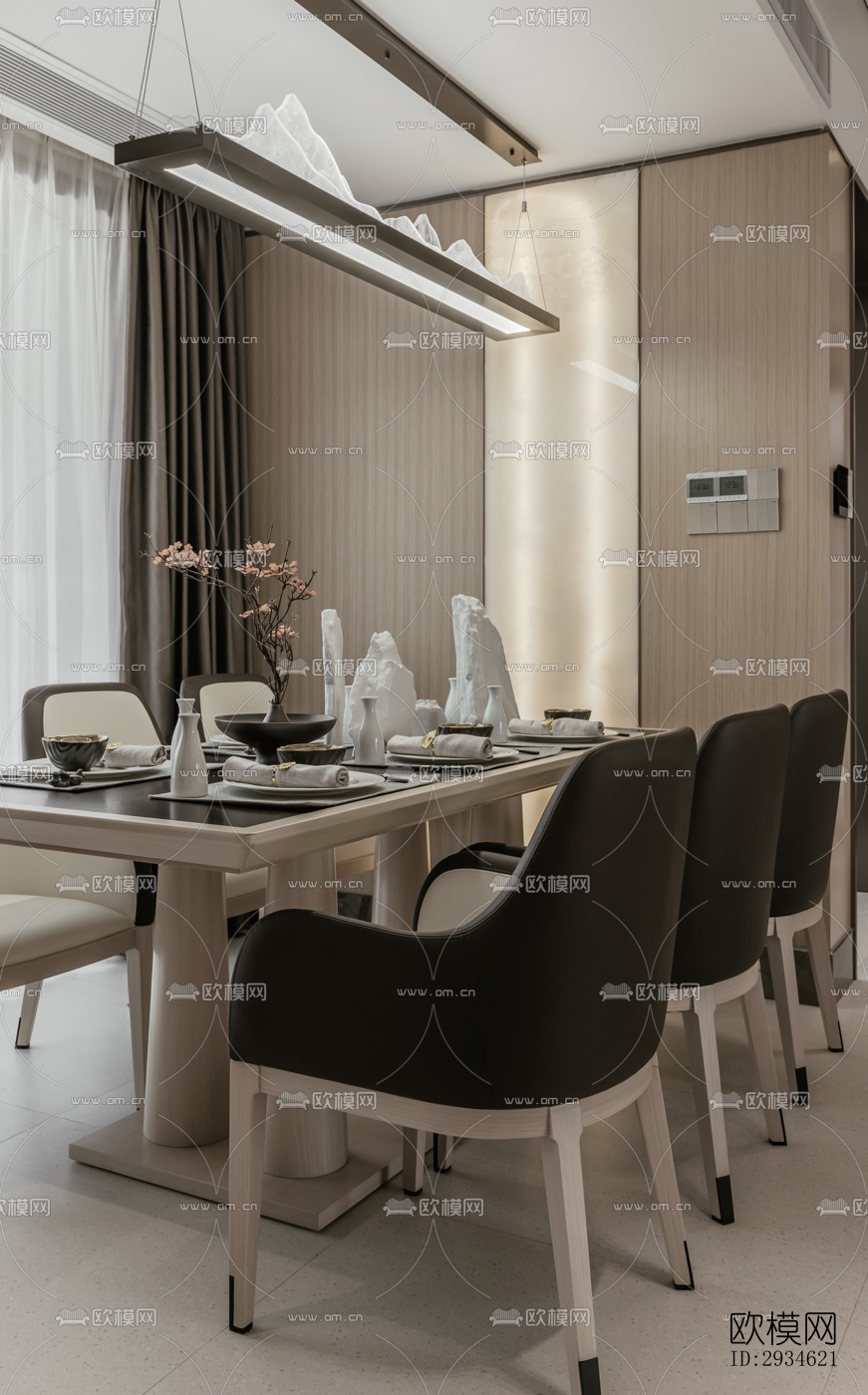 新中式平层效果图下载（渲染图4）