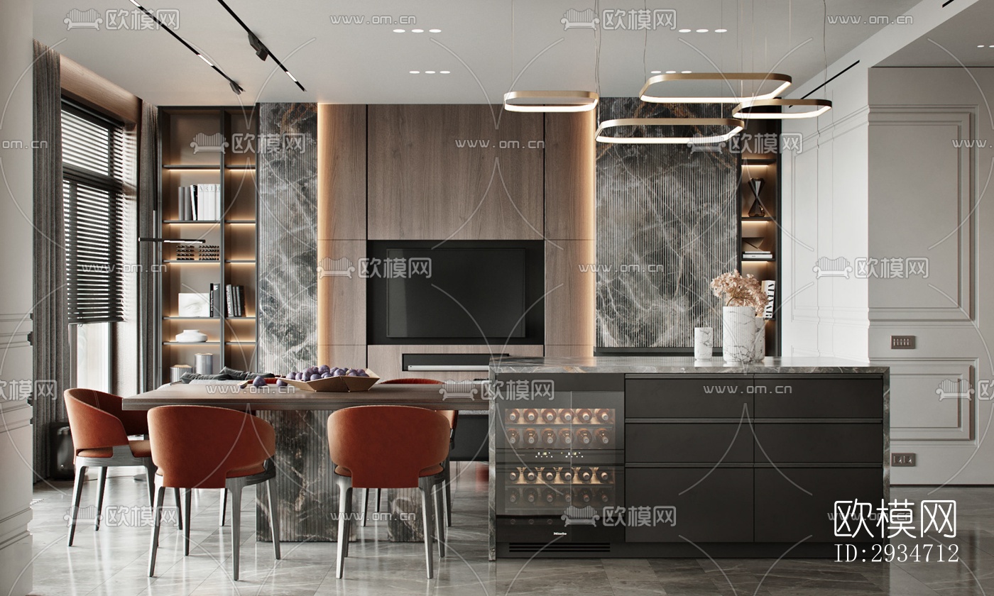 现代平层效果图下载（渲染图12）