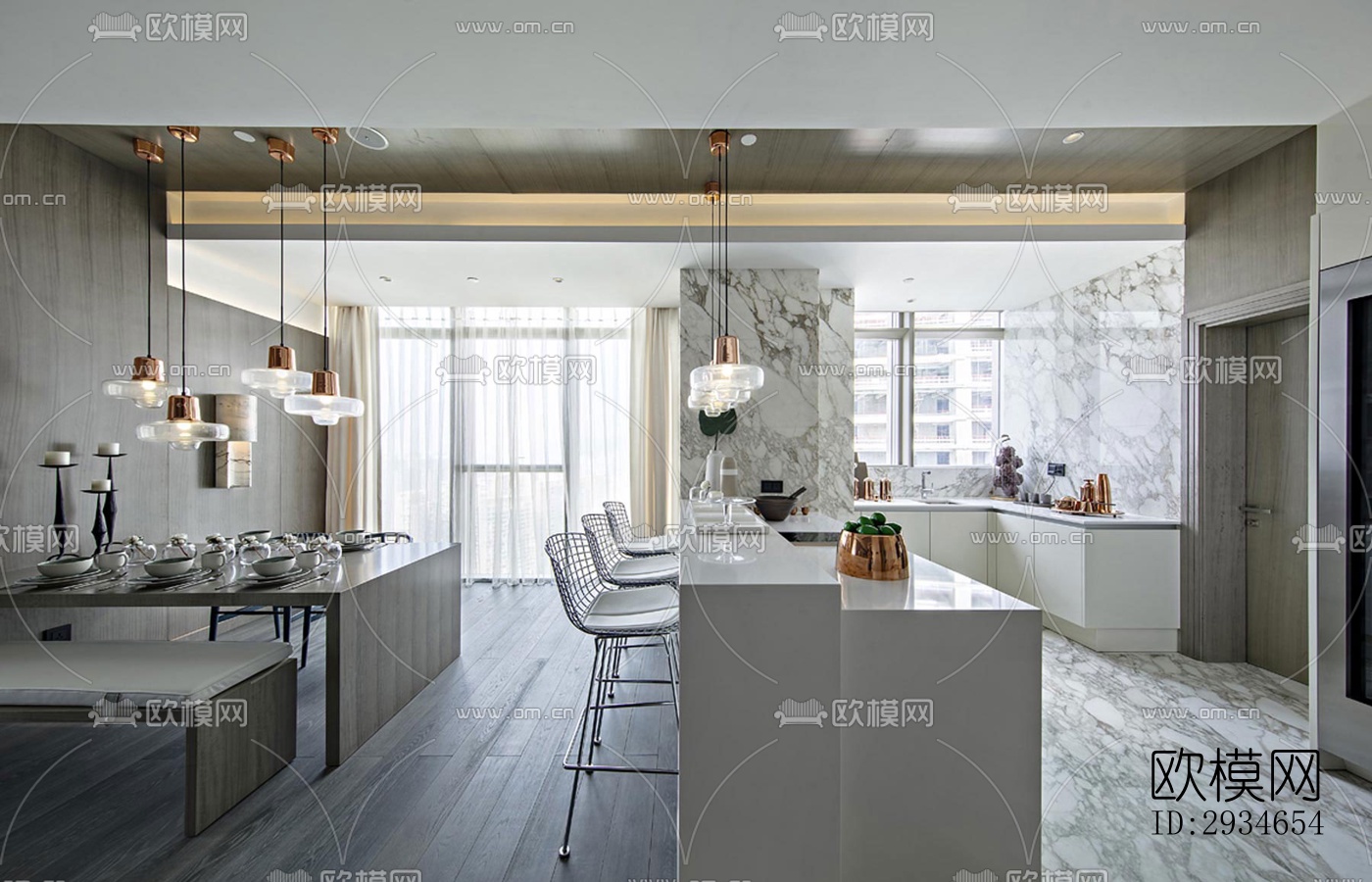 新中式平层效果图下载（渲染图15）