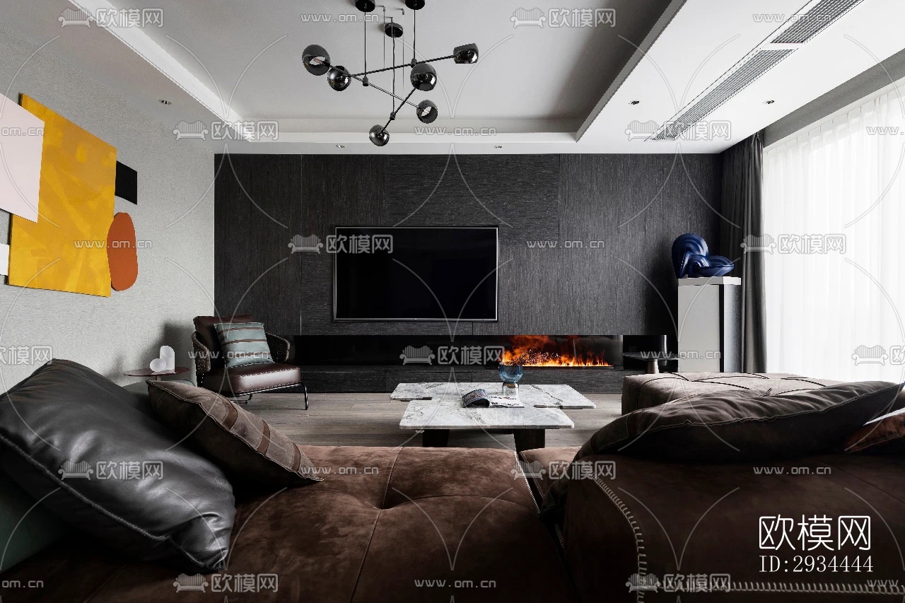 后现代平层效果图下载（渲染图6）