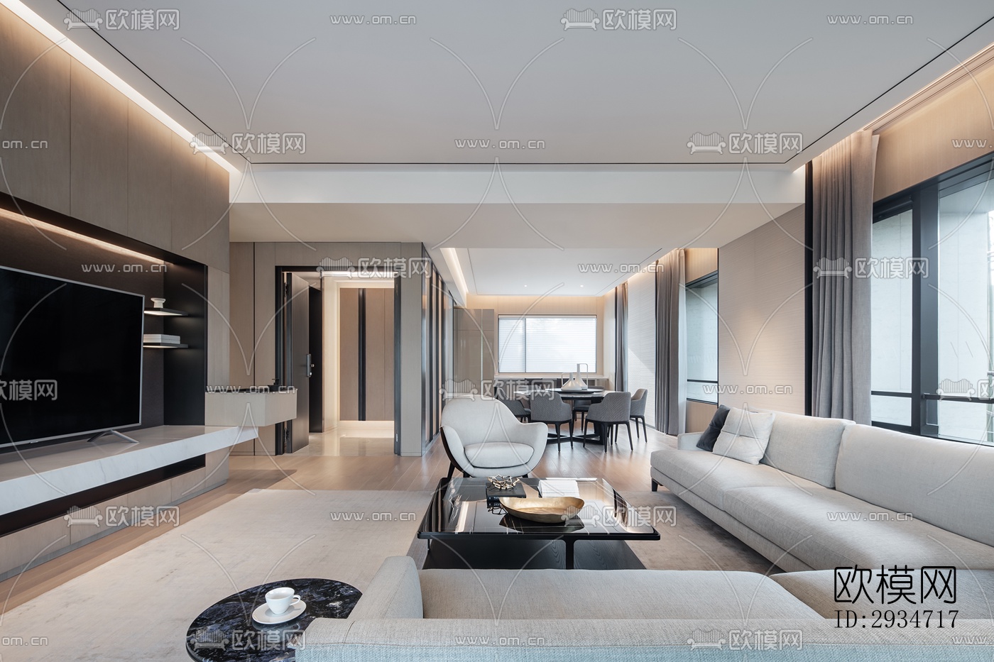 现代平层效果图下载（渲染图15）