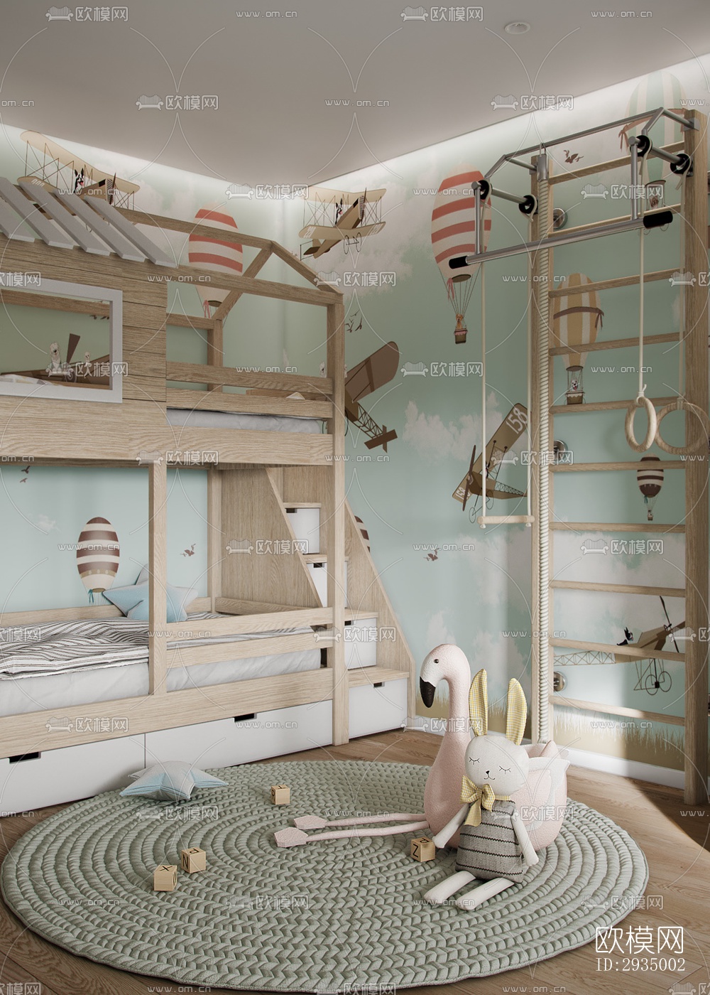 现代平层效果图下载（渲染图4）