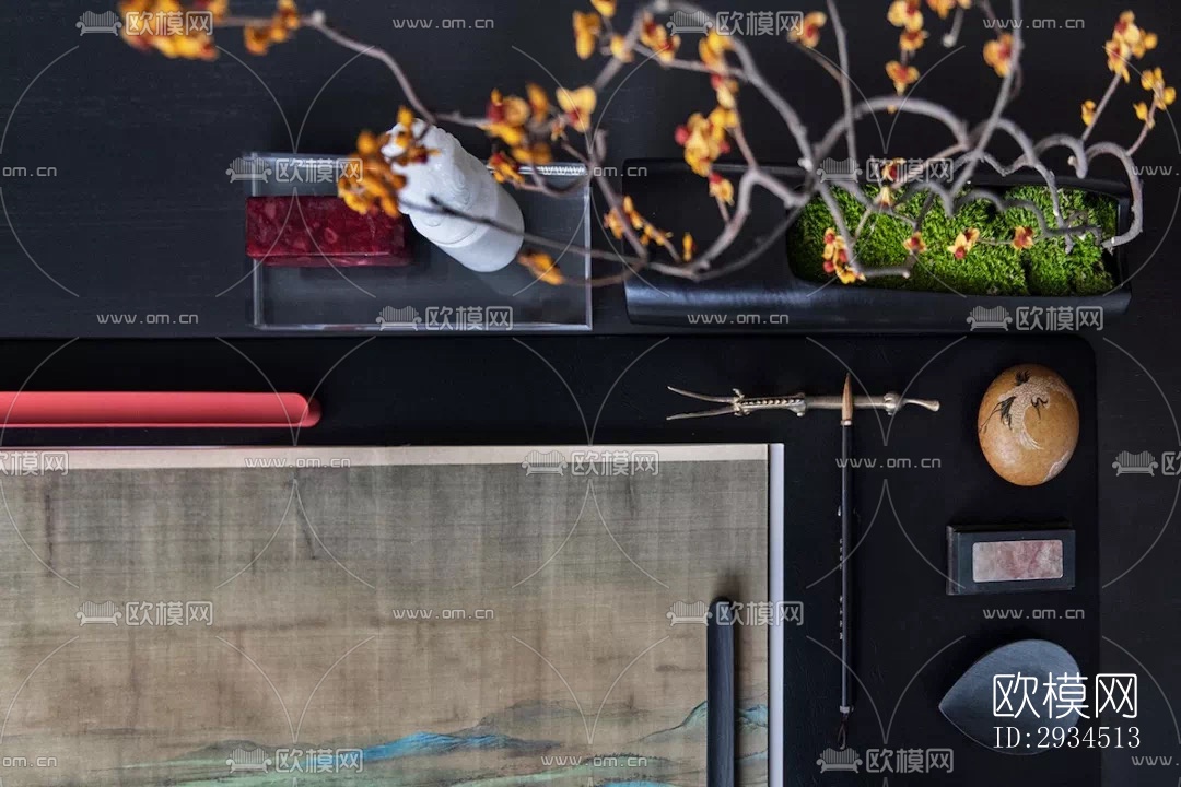 新中式平层效果图下载（渲染图14）