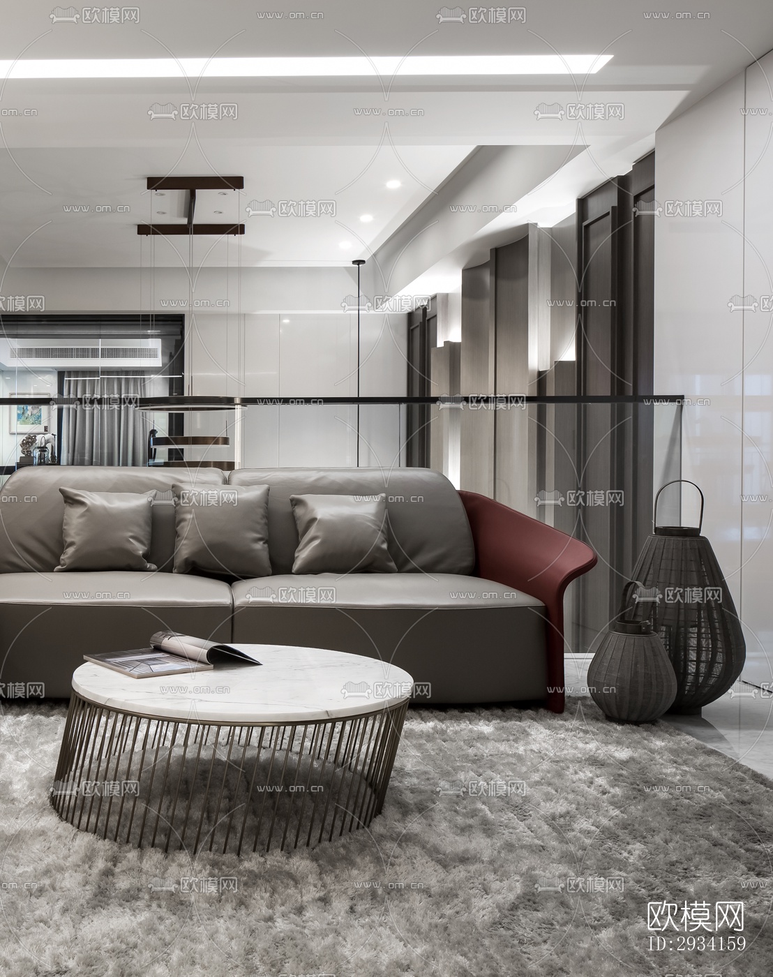 高级灰别墅效果图下载（渲染图16）