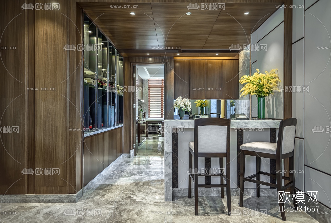 新中式平层效果图下载（渲染图10）