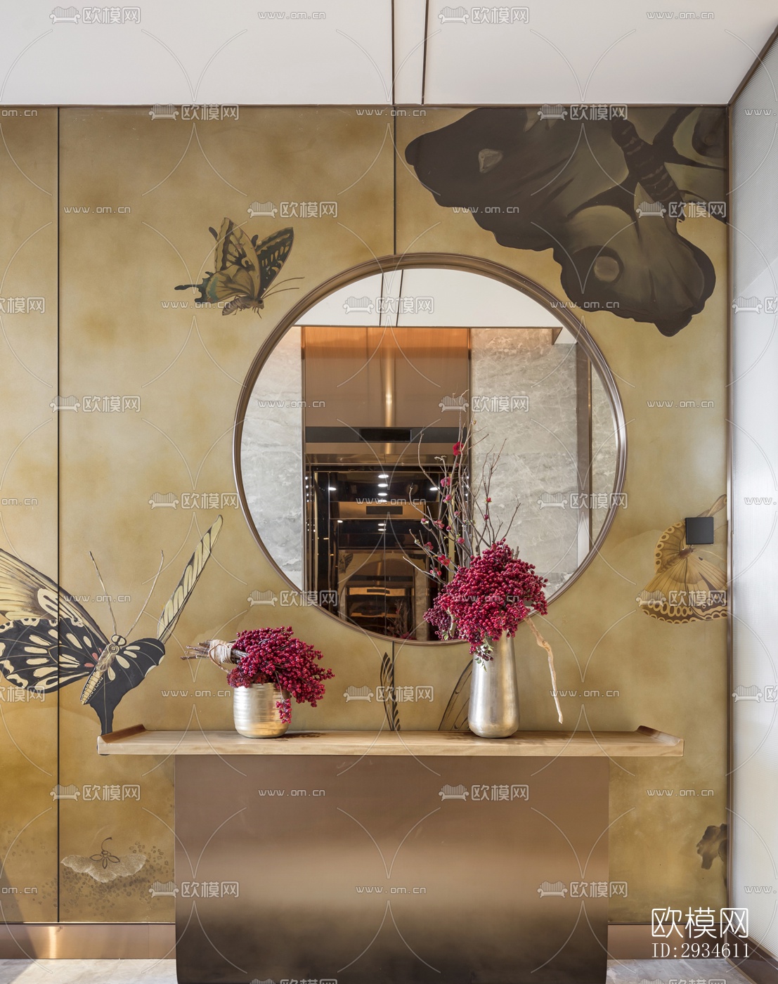 新中式平层效果图下载（渲染图1）