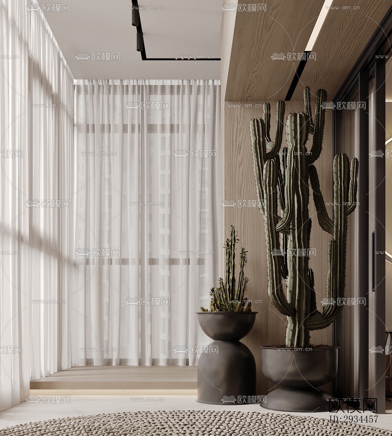 奶油风平层效果图下载（渲染图7）