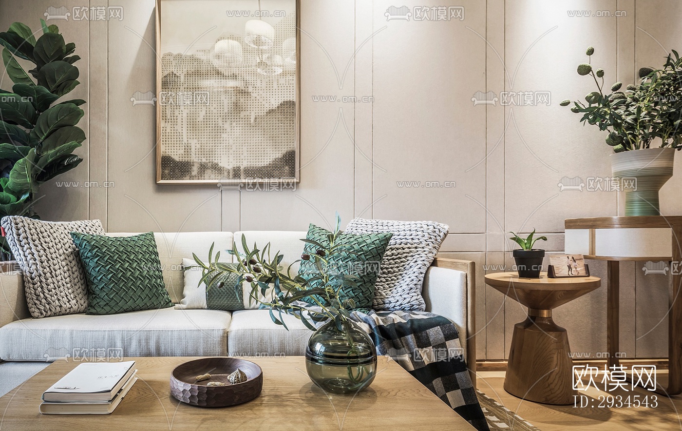 新中式平层效果图下载（渲染图9）