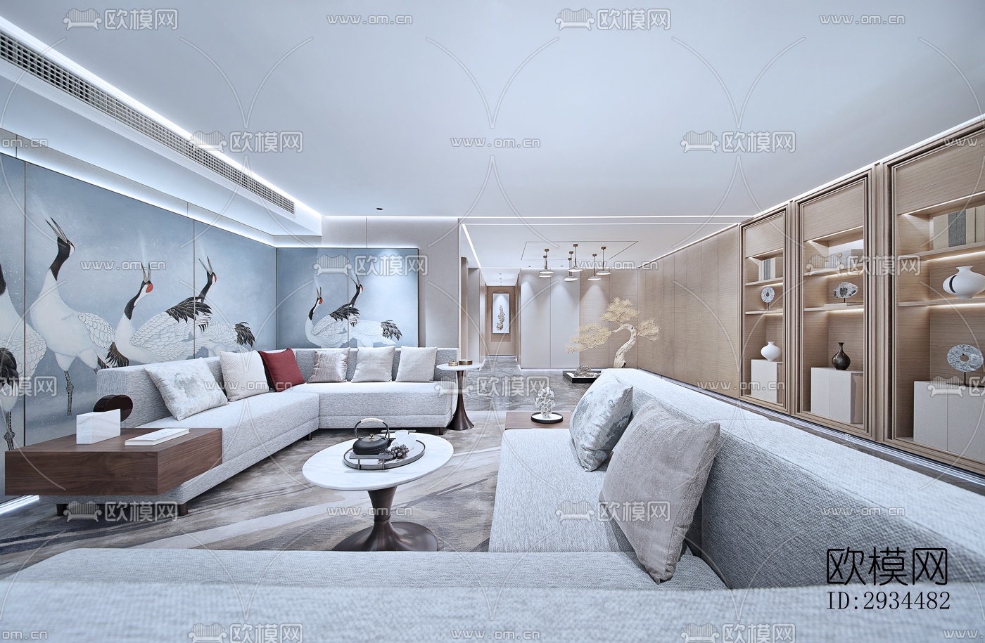 新中式平层效果图下载（渲染图19）