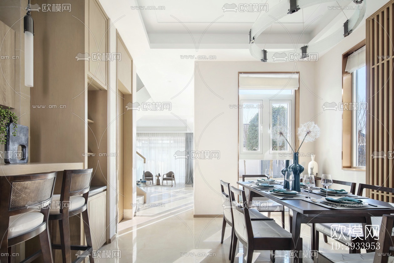 新中式别墅效果图下载（渲染图11）