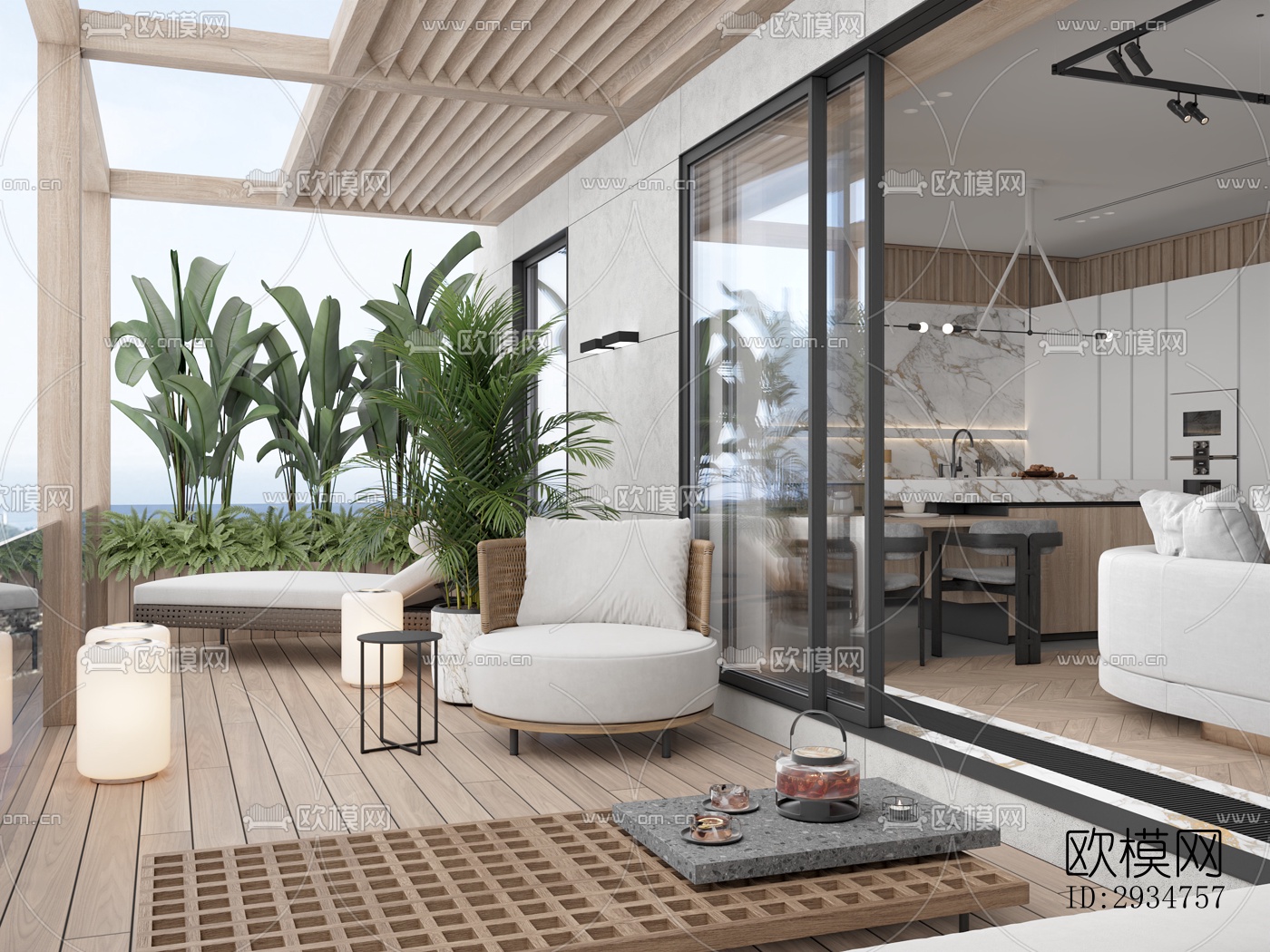 现代平层效果图下载（渲染图4）