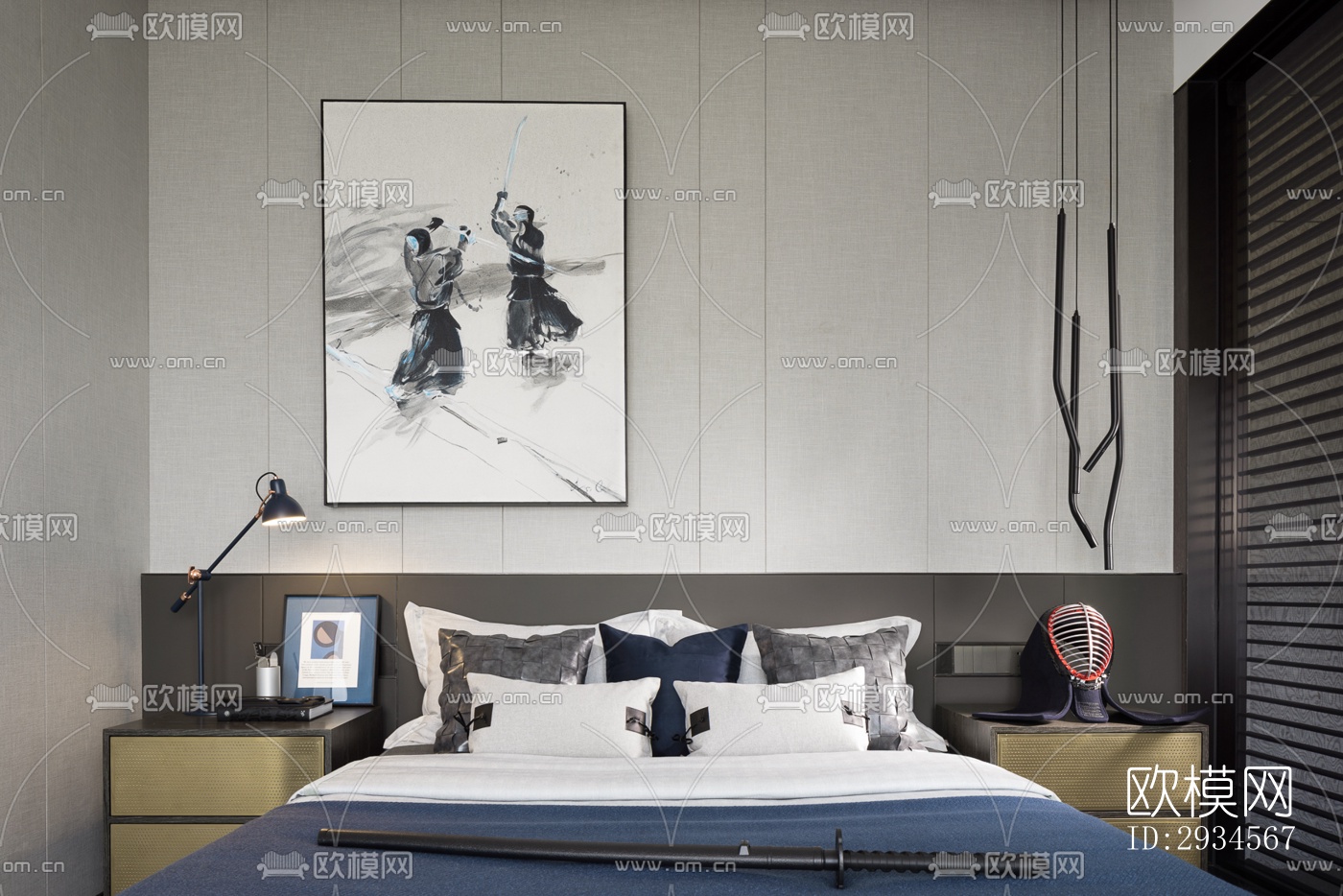 新中式平层效果图下载（渲染图10）