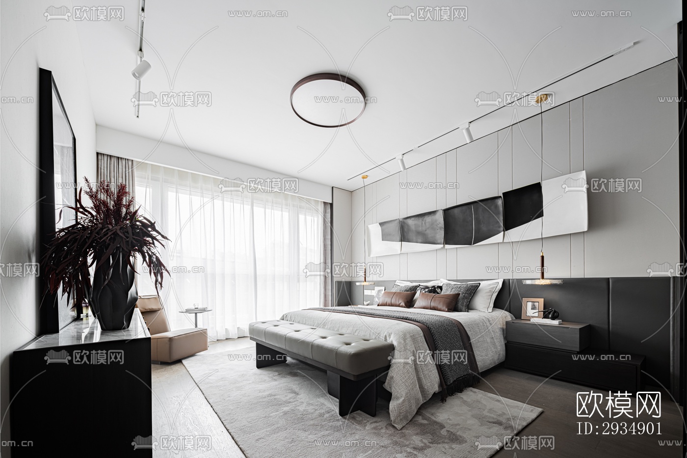 现代平层效果图下载（渲染图5）