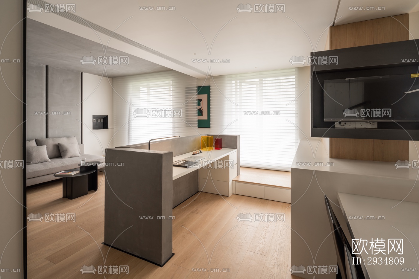 现代平层效果图下载（渲染图8）